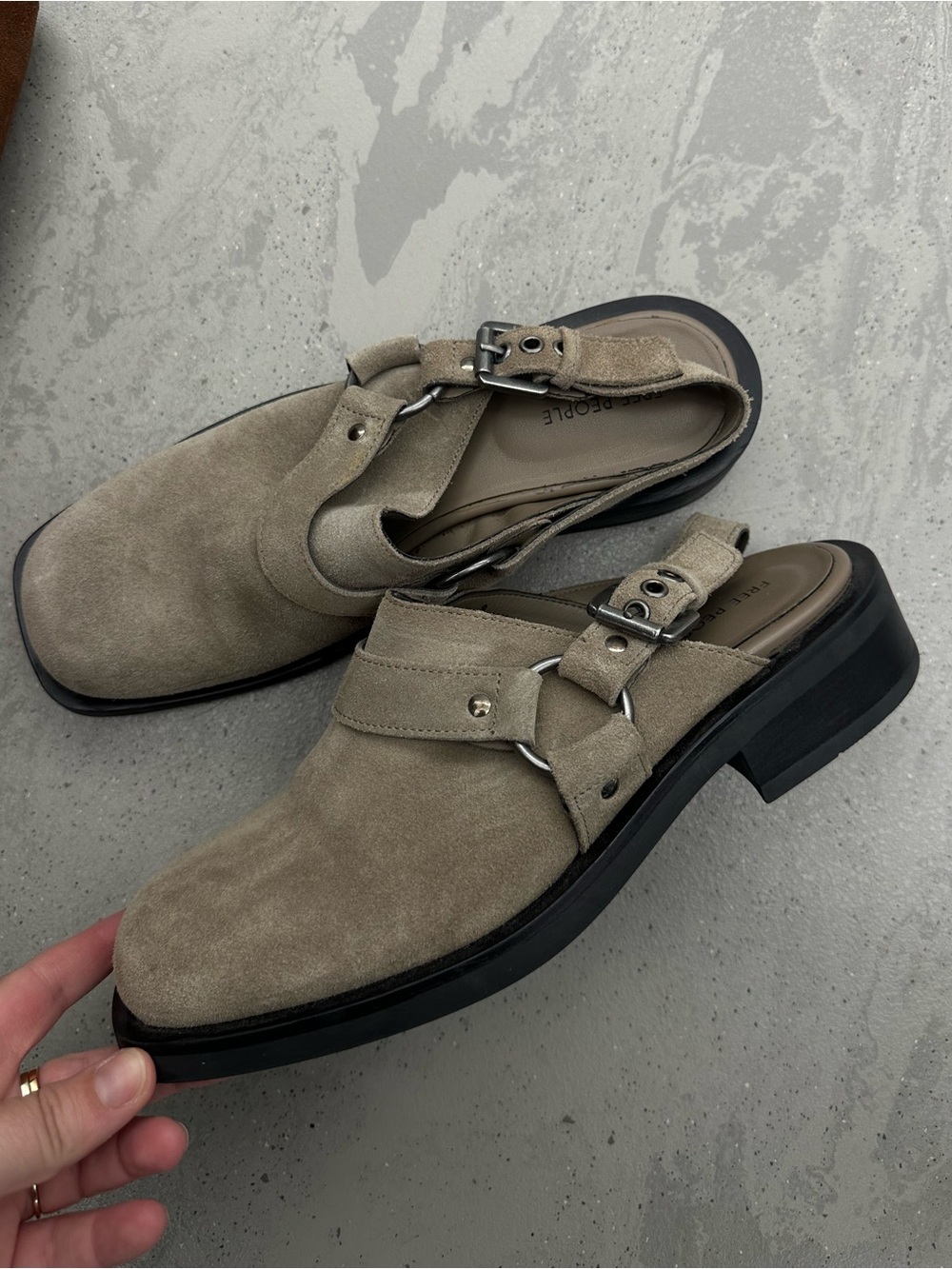 Women’s Taupe Suede Slip-On Buckle Loafers